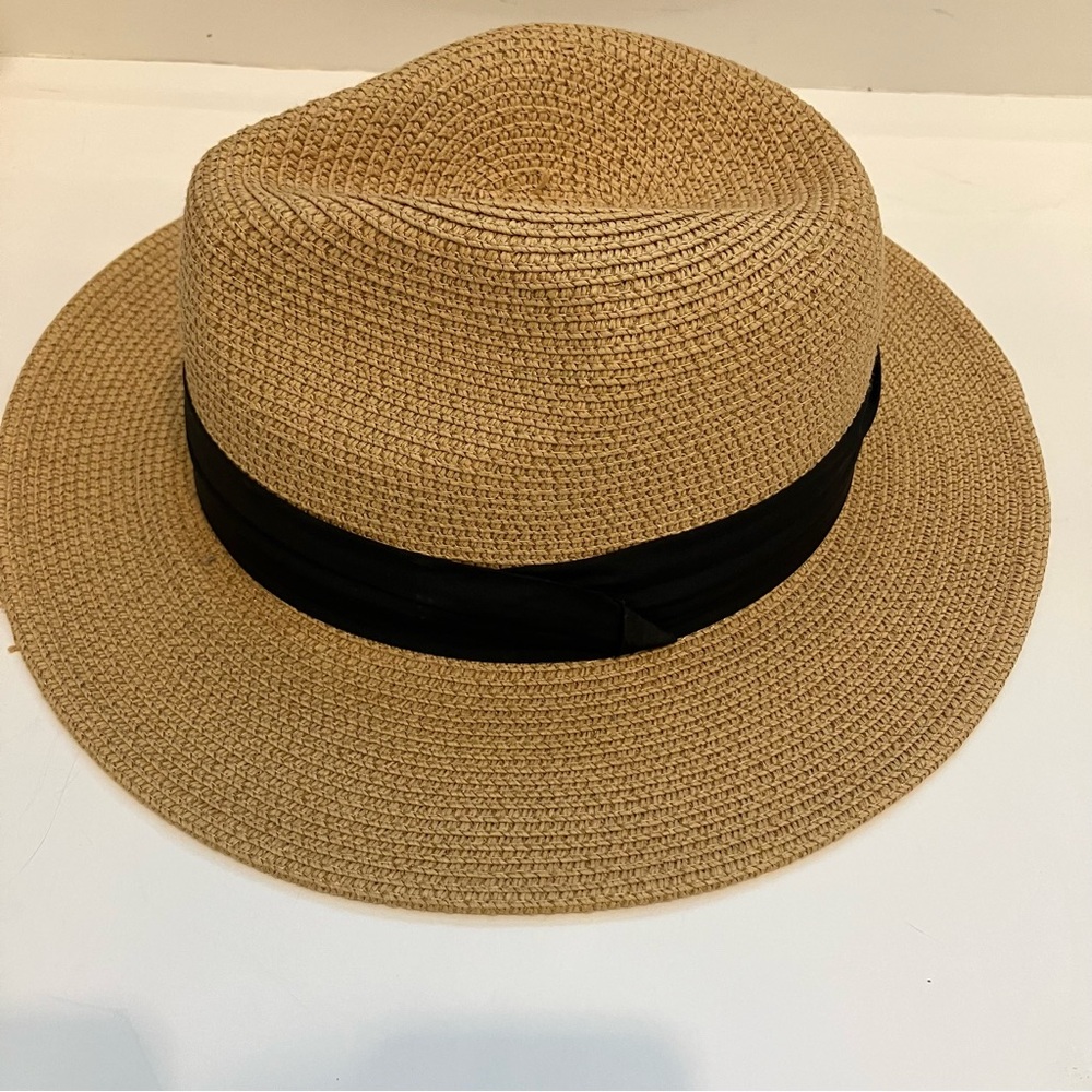 Lanzom Women Wide Brim Straw Panama Roll up Hat Fedora Beach Sun Hat UPF50+